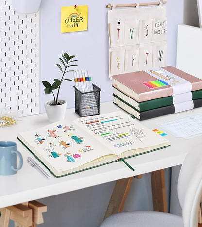 Dotted Journal Notebook, 360 Numbered Pages Bullet Dot Grid Journal,100gsm Dot Paper Thick Hardcover Leather Journal for Writing Women Men, A5 Dotted Grid Notebooks for Work 5.75" x 8.38" Green