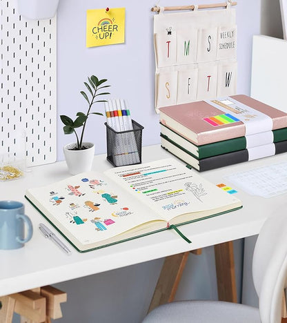 Dotted Journal Notebook, 360 Numbered Pages Dot Grid Notebooks 8.5 x 11, 100gsm Dot Paper Thick Hardcover Leather Journals for Writing Women Men, A4 Large Bullet Dotted Notebooks Green