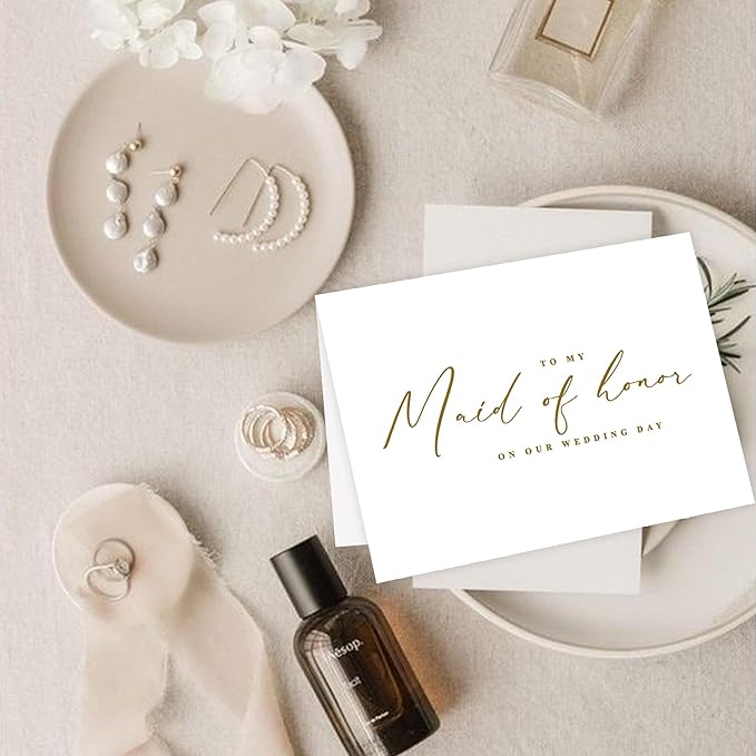 LADY&HOME To My Maid Of Honor On My Wedding Day Card,Bridesmaid Thank You Card Wedding Day Bridesmaid Proposal (Gold Foil,Maid Of Honor)