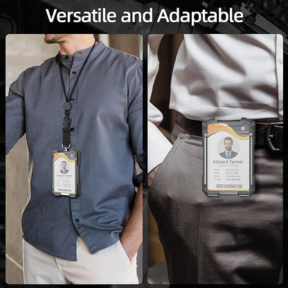 Oaridey Retractable Badge Holder with Belt Clip, Heavy Duty Retractable Keychain with Tactical ID Card Holder (Holds 6 Cards) - 31.5” Retractable Badge Reel Key Chain