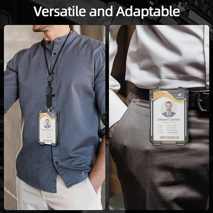 Oaridey Carbon Fiber Badge Holder with Lanyard, Heavy Duty Lanyard with Safety Breakaway Buckle for ID Card/Badge Holder