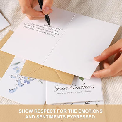 C2U Funeral Thank You Cards with Envelopes(100 Pack 4"x6"),Stickers & Message Inside - Wildflower Bereavement Sympathy Thank You Cards for Funeral Family Friends Loved Ones