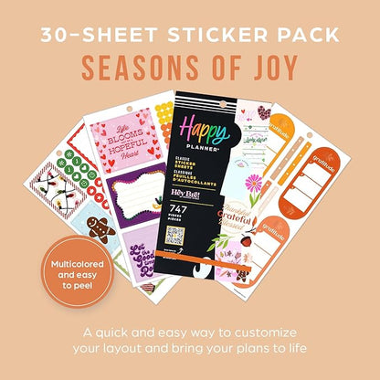 Happy Planner Sticker Pack for Calendars, Journals, and Planners, Easy-Peel Stickers and Scrapbook Accessories, Classic Size, Seasons of Joy, 30 Sheets, 747 Total Stickers