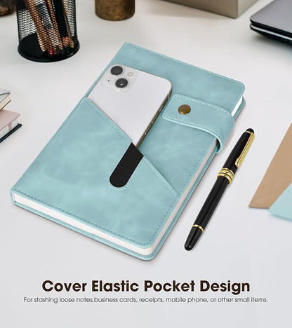 A5 Lined Leather Journal Notebook for Men Women,5.9" X 8.4" Hardcover Journal with Pen,200 Pages 100 Gsm Thick Ruled Paper Daily Diary for School,Travel,Business,Work,Home Writing