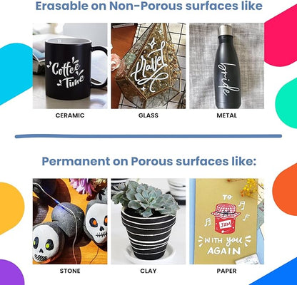 Chalkola White Chalk Markers for Blackboard, Chalkboard Sign, Window, Bistro, Car, Glass (5 Pack 6mm) - Liquid Chalkboard Markers Erasable - Paint Chalk Pens Washable Ink Reversible Tip