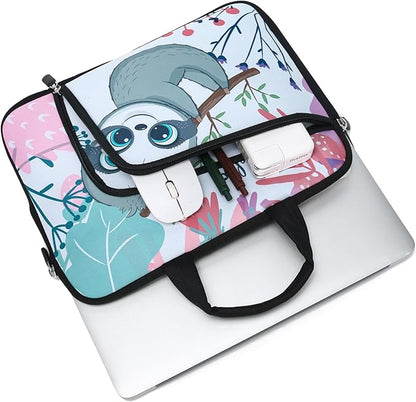 11.6 12 12.5 inch Laptop Sleeve Chromebook Case Ultrabook Case Notebook Sleeve Tablet Case Neoprene Handle Sleeve for Men Women, Two Pockets Fit Apple MacBook Air Samsung Acer HP DELL (Cute Sloth)
