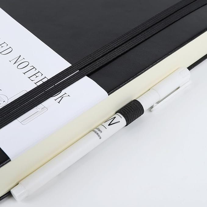 Journal Notebook Journal for Men/Women Journals for Writing A5 180Sheets 360Pages College Ruled Notebook 100gsm Lined Paper Leather Hardcover Journal 5.9'' X 8.4'' (Black)