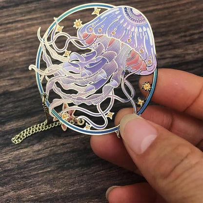 Bookmarks for Book Lovers Book Marks for Reading Women Birthday Graduation Christmas Gifts for Her Cute Metal Bookmark Book Markers Stocking Stuffers for Teens (Jellyfish-A)