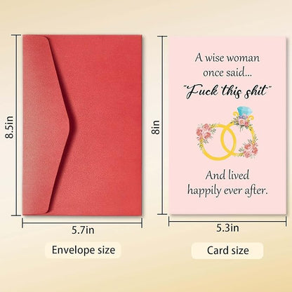 Rude Engagement Card for Best Friends, Funny Wedding Card for Woman Her, Humorous Bridal Shower Gift Idea for Sister Bestie, Wedding Gifts for Bride, A Wise Woman Once Said...