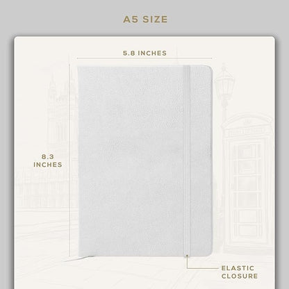 BEECHMORE BOOKS Lined Journal Notebook, 5.8 x 8.3 inch, A5 160 Lined Pages, Hardcover Leather Journals for Women, Men, Writing and Notebooks for Work - 120 GSM Thick Paper, Gifts Box Included