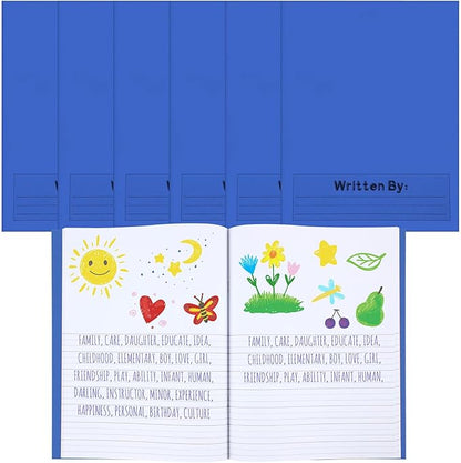 Henoyso 6 Pcs Primary Composition Notebook K-2 9 3/4 x 7 1/2 Inch Primary Journal Blank Writing Book for Kid to Write Draw and Journal 60 Page Notebook Back to School Supplies (Blue)