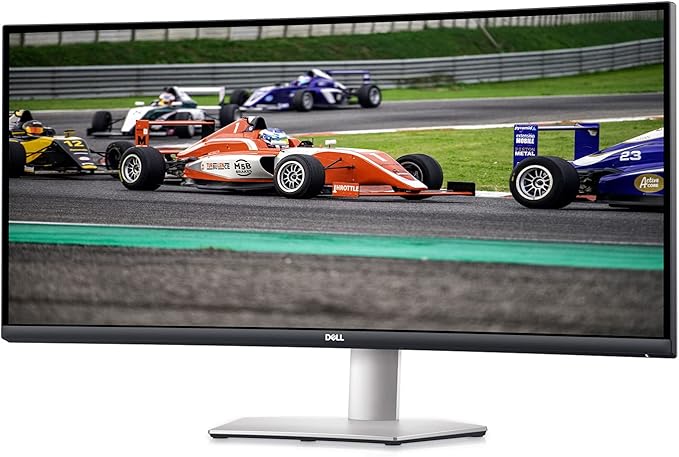 Dell S3422DW Curved Monitor - 34-inch WQHD (3440 x 1440) Display, 1800R Curved Screen, Built-in Dual 5W Speakers, 4ms Grey-to-Grey Response Time, 16.7 Million Colors - Silver