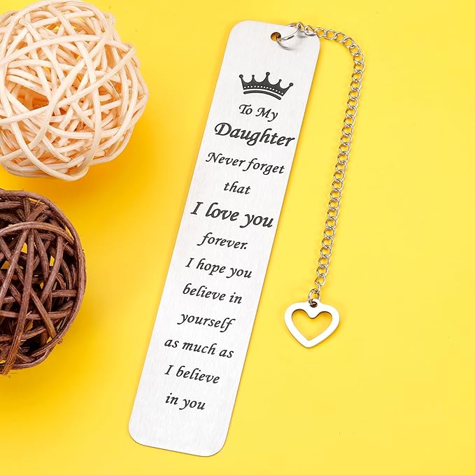 Stocking Stuffer for Daughter Inspirational Gifts Bookmarks from Mom Stepmom to My Girl for Christmas 16th 21st Birthday Christmas Gifts for Teen Girls Adults Kids Graduation Gifts