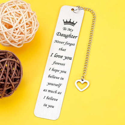 Stocking Stuffer for Daughter Inspirational Gifts Bookmarks from Mom Stepmom to My Girl for Christmas 16th 21st Birthday Christmas Gifts for Teen Girls Adults Kids Graduation Gifts