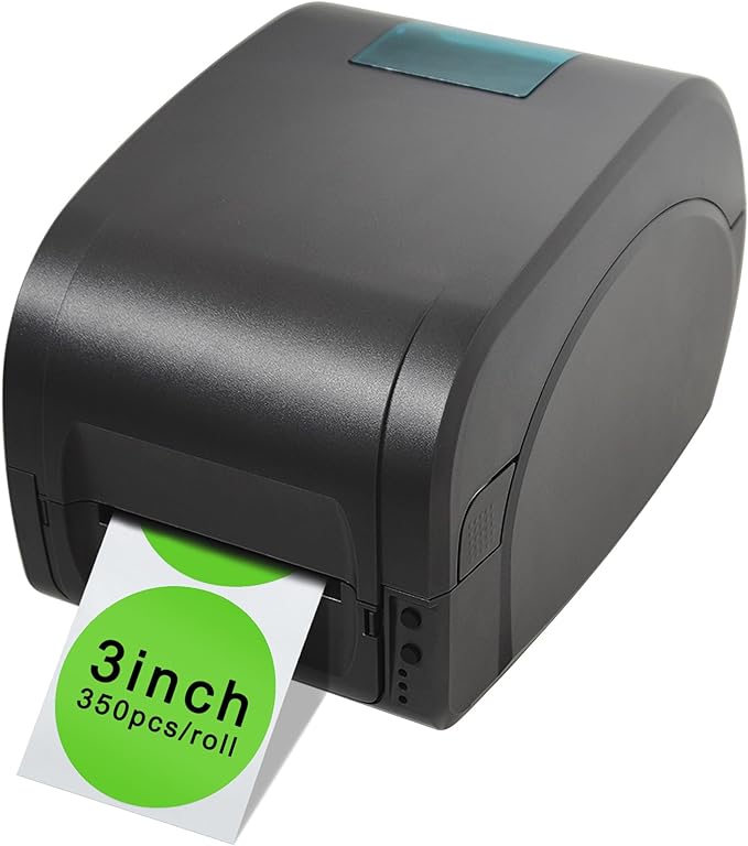 Hybsk 3 inch Circle Color Direct Thermal Stickers Shipping Labels for Barcodes,Name Tag,DIY Logo Design,QR Code,Inventory– Compatible with Zebra,Rollo,Munbyn,and More-350 pcs (3 inch,Green)