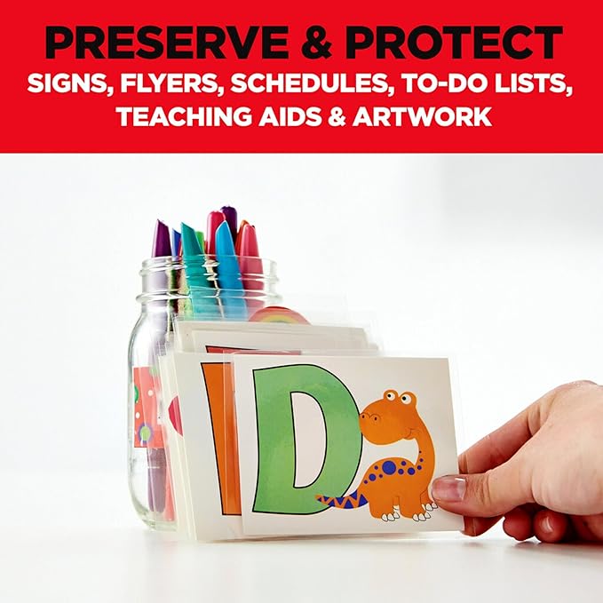 Scotch Thermal Laminating Pouches, 100 Count, Clear, 5 mil., Laminate Business Cards, Banners and Essays, Ideal Office or School Supplies, Fits Letter Sized Paper (8.9 in. × 11.4 in.)