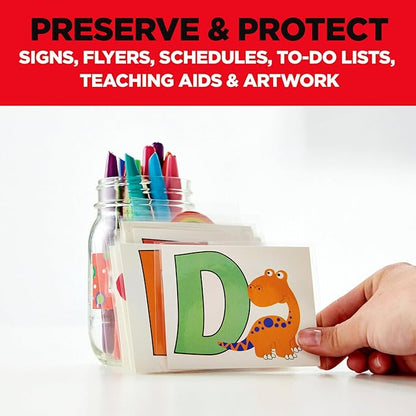 Scotch Dry Erase Thermal Laminating Pouches, 50-Pack, Works with Dry Erase Markers, Reuseable Worksheets, Calendars, Checklists, 8.9 x 11.4 Inches, Letter Size, Clear Professional Finish (TP3854-50DE)