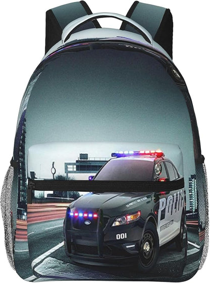 Police Backpack Travel Laptop Backpacks Police Car Ruckasck Book Bags School Bag for Boys Girls Kids Childrens Teenager Men Women