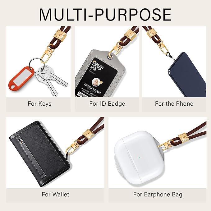 Fishent Keychain Wristlet lanyard, Cute Key Chain Holder, Upgraded Woven Wrist Lanyard for Keys, Wristlet Strap Keychain for Women Men Car Keys ID Badges Card Wallet Phone (Dark Brown)