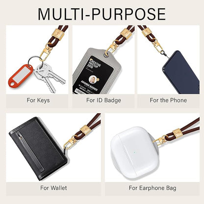 Fishent Keychain Wristlet lanyard, Cute Key Chain Holder, Upgraded Woven Wrist Lanyard for Keys, Wristlet Strap Keychain for Women Men Car Keys ID Badges Card Wallet Phone (Dark Brown)