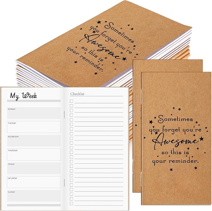 Yeaqee 50 Pcs Undated Weekly Planners Bulk Inspirational to Do List Weekly Goals Notepads Thank You Traveler Journal Team Appreciation Gift for Employee Staff Coworkers Christmas(Awesome)