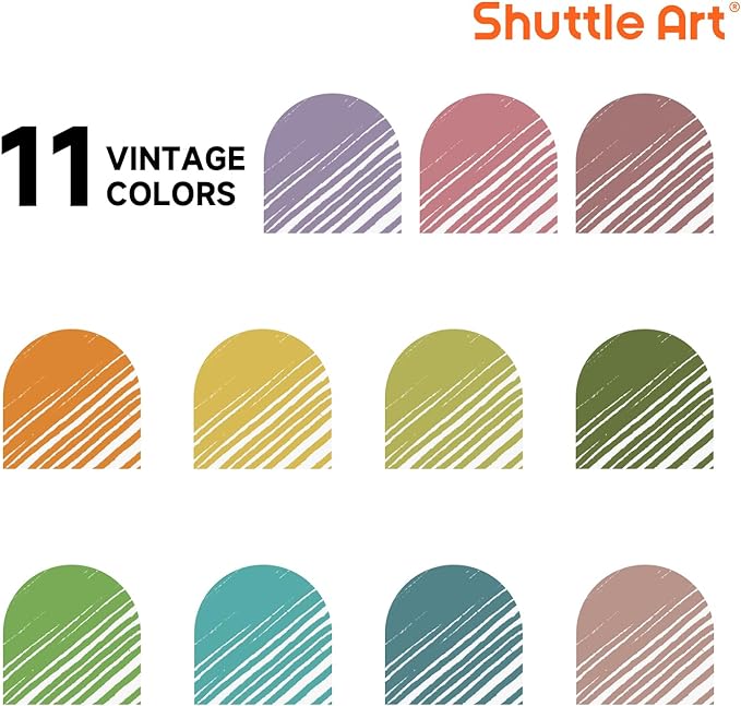 Shuttle Art Colored Retractable Gel Pens, 11 Vintage Ink Colors, Cute Pens 0.7mm Medium Point Quick Drying for Writing Drawing Journaling Note Taking School Office Home