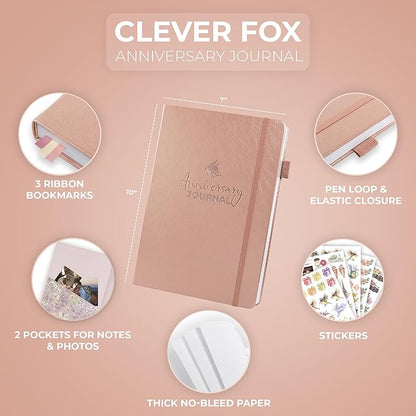 Clever Fox Anniversary Journal – Couple Memory Book & Photo Album with Writing Space – Wedding, Bridal Shower & Married Couple Gifts (Rose Gold)