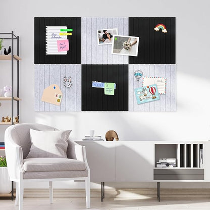 Smarpau Large Cork Bulletin Slat Wall Felt Board Alternative 48"x36" 12 Pack Black Cork Board for Walls with Slat Wall Paneling Felt Bulletin Boards Pin Board for Office