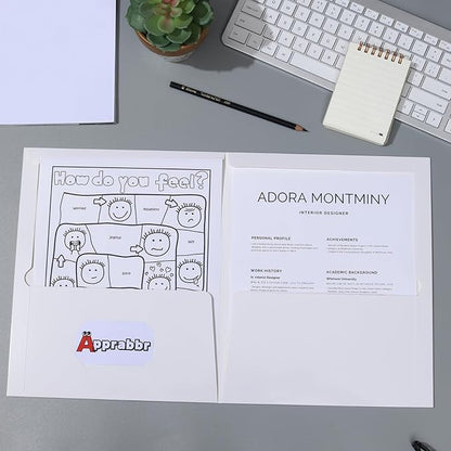 2 Pocket Glossy Laminated White Paper Folders Letter Size Presentation Folder Bulk Two Pocket Portfolio Folder for School Supplies Teacher Office Business Home (Box of 50)