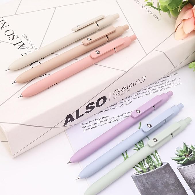 ITAWIXS 6Pcs Cute Gel Pens, 0.5mm Fine Point Smooth Writing Pens, Aesthetic Pens for Journaling Note Taking, Office School Supplies, Gifts for Women