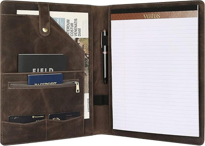 Personalized Leather Portfolio for Men, Engraved Leather Clipboard Portfolio Binder, Custom Leather Legal Pad Padfolio, Christmas Gift for His/Her (Notepad, Grey-Standard)