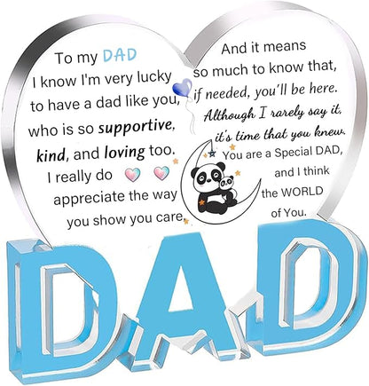 Daddy Gifts for Men Acrylic Plaque Bookmark Set Birthday Gifts for Dad Personalised Heart Keepsake Bookmarker Fathers Day Christmas Gifts for Papa from Daughter Son Dad You are The World