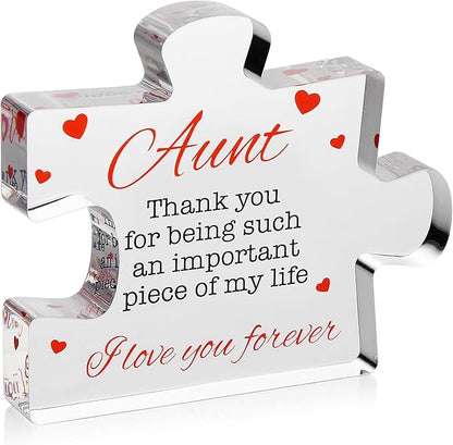 Aunt Gifts - Engraved Acrylic Block Puzzle Aunt Gift 3.35 x 2.76 inch - Cute Aunt Birthday Gifts, Auntie Cool Auntie Gifts, Aunt Gifts from Niece, Aunt Gifts from Nephew