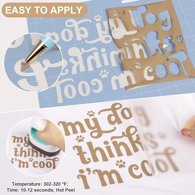 VINYL FROG Heat Transfer Vinyl Roll HTV Vinyl - 12"x5ft Camel Iron on Vinyl for T-Shirts, Heat Press Vinyl for DIY Craft Designs (Camel)