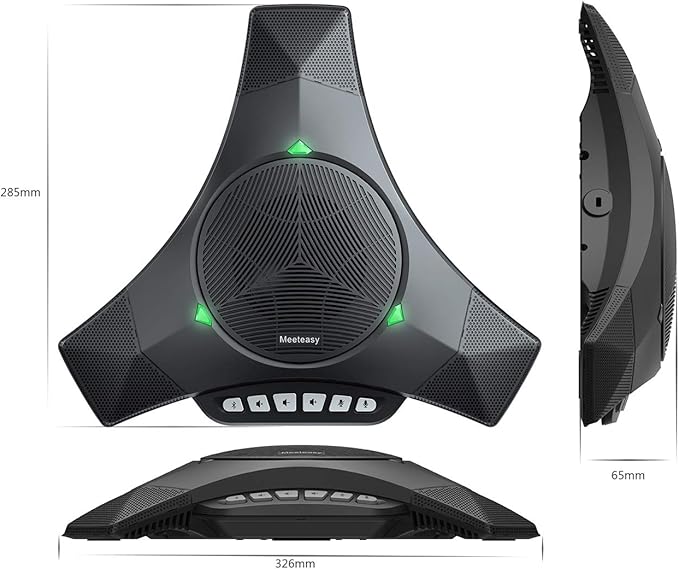 MVOICE8010EX-B Conference Speaker Microphone, 360° &16ft Voice Pickup Range/Noise Reduction/Echo Cancellation/USB Bluetooth Speakerphone w/2 Expandable Mic for 12 People Big Meeting Room