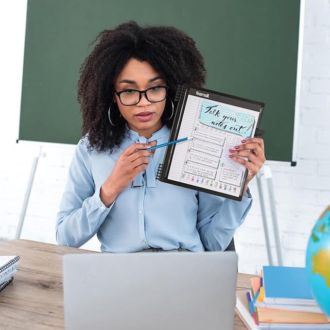 Samsill Left-Handed 10 Pocket Poly Project Organizer with 5 Dividers, File Folders Letter Size, Quick Access Front Pocket, Refillable Notepad, Erasable Write-On Tabs in Assorted Colors