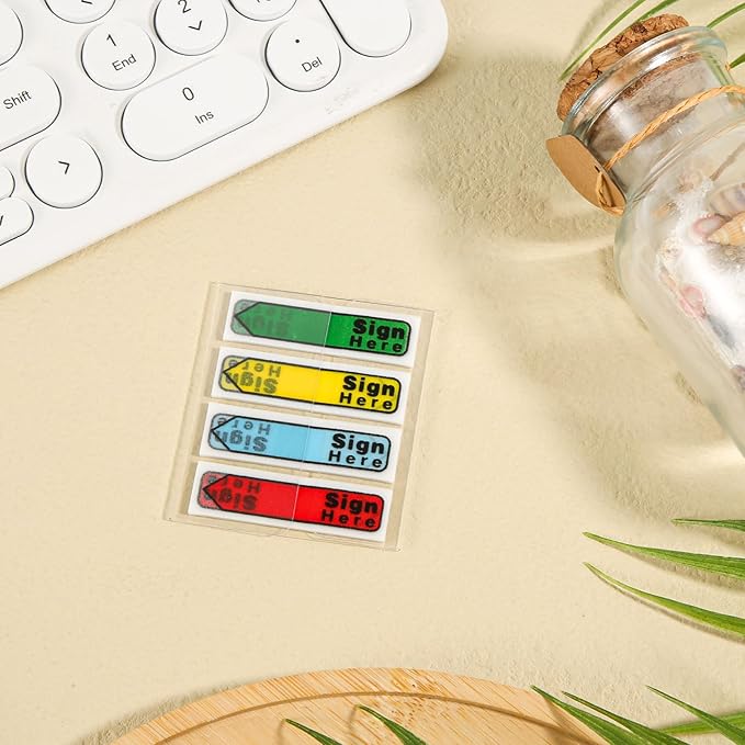 600pcs Stickers(6 Pack) Sign Here Labels, Sign Here Flags Sticky Notes Initial Tabs with Dispenser Arrow Labels Easy to Post for Office School Notary Books(Dark Green 1)