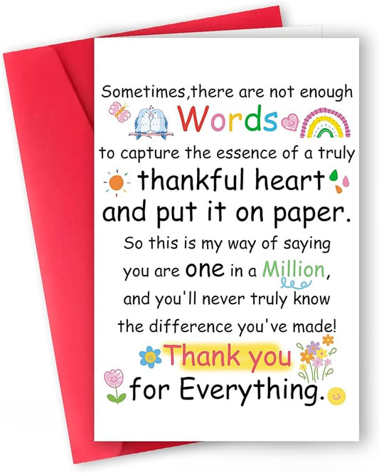 Bright & Colorful Thank You Gift Card for Women, Men, Teachers, Bosses, Friends, Family, School Counselors – Perfect for Appreciation Gifts with Envelope