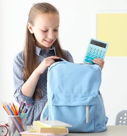 Calculator, Desk Calculators, Cute Blue Calculator, 12 Digit with Large LCD Display, Basic Standard Calculator, Big Button, Aesthetic Calculator, Mechanical Calculator for Office School