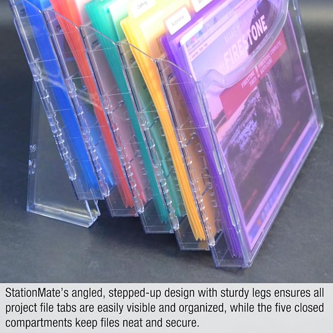 Ultimate Office StationMate Desktop Organizer (Includes 25, 5th-Cut PocketFiles). Complete Project Manager and File Sorter for The Office or Home with an Incline Design Puts All Files in Clear View