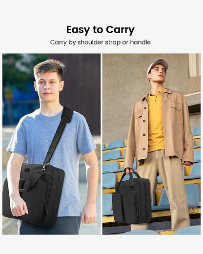 4 Inch 3 Ring Zipper Binder with Shoulder Strap & Handle & Multi-Pocket - 4" Binder with Zipper for School, Compatible with 13-Inch MacBook/Tablet -Patent Design Black