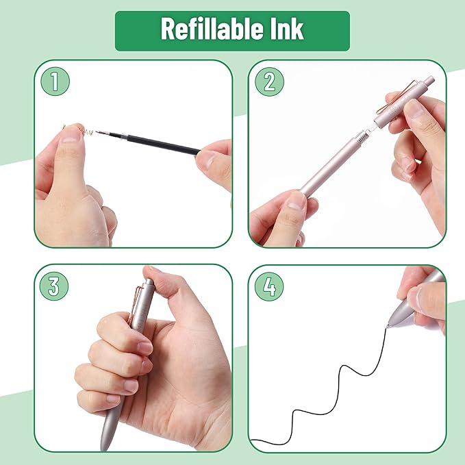 Mr. Pen- Retractable Gel Pens, 6 Pack, Black Ink Gel Pens Fine Point, Metallic Colorful Barrels, Retractable Pens, Gel Ink Pens, Aesthetic Pens for Journaling Fine Tip Pens