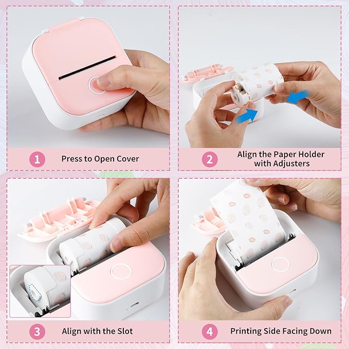 Strawberry Stickers for T02 Mini Printer - Strawberry Sticker Paper Works with T02/M02X/M02L Sticker Printer, Last for 10 Years, Ideal for Journal Photo Study Note, 50mmx3.5m, 3 Rolls