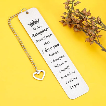 Stocking Stuffer for Daughter Inspirational Gifts Bookmarks from Mom Stepmom to My Girl for Christmas 16th 21st Birthday Christmas Gifts for Teen Girls Adults Kids Graduation Gifts