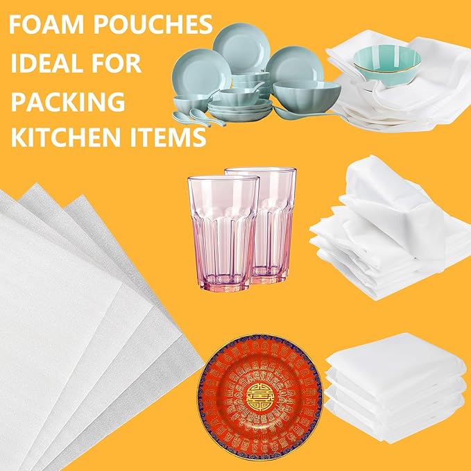 16”x24” 50Pack Foam Pouches, Large Moving Supplies for Packing Dishes Artwork, 0.5MM Thick Cushion Foam Bags for Storing Shipping Breakables, fragile Padding Material Sleeves for Fragile Plates China