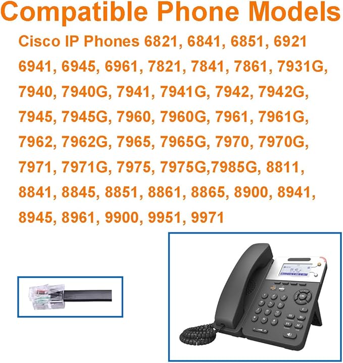 Cisco Phone Headset Corded RJ9 Telephone Headset with Noise Cancelling Mic Compatible with Cisco CP-7821 7841 7942G 7931G 7940 7941G 7945G 7960 7961G 7962G 7965G 7975G 8841 8861 9951 9971 etc