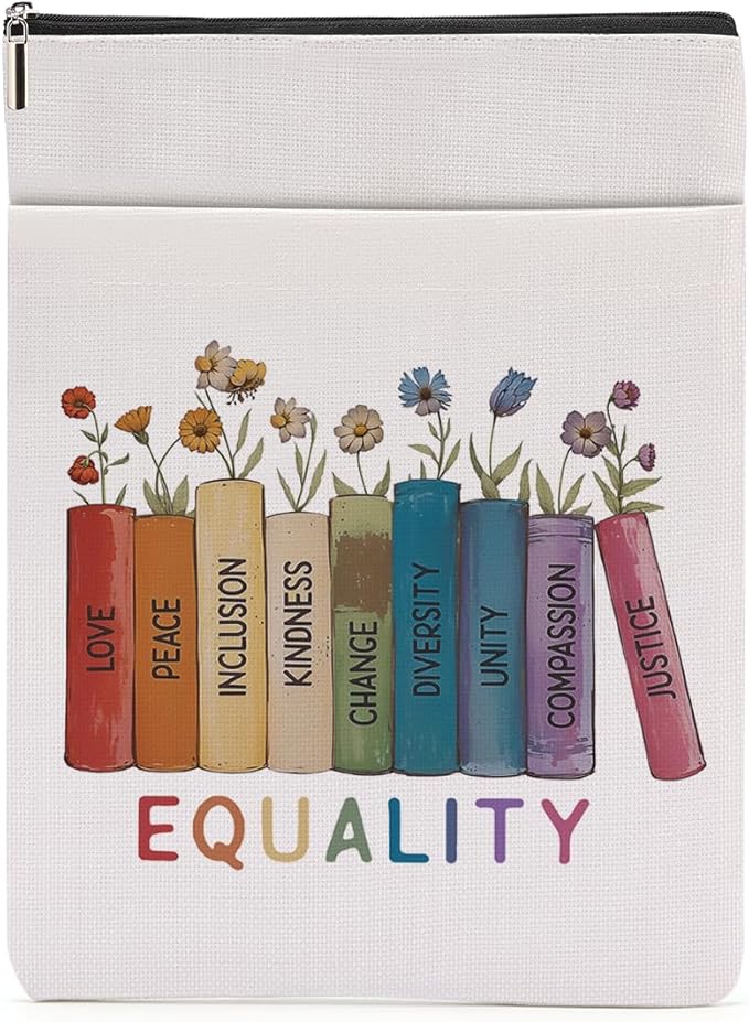 Book Themed Gifts Waterproof Book Sleeve Book Pouch LGBT Equality Rights Reading Gifts for Women Daughter Book Covers for Paperbacks Book Accessories Book Protector with Zipper and Front Pocket
