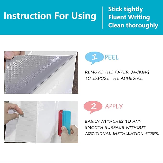 Dry Erase Board Sticker- Whiteboard Stickers-8.27''x11.69'' Removable Dry Erase Sheets- Fridge Dry Erase Paper for Wall/Desk/Refrigerator/Door/Locker/Home/Office/Classroom (White-2Pcs)