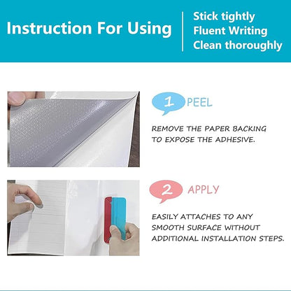 Dry Erase Board Sticker- Whiteboard Stickers-8.27''x11.69'' Removable Dry Erase Sheets- Fridge Dry Erase Paper for Wall/Desk/Refrigerator/Door/Locker/Home/Office/Classroom (White-2Pcs)