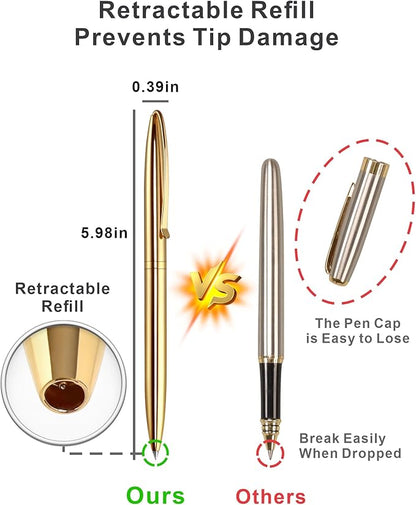 Cambond Ballpoint Pens Fancy pens - Rose Gold Bulk Pens for Journaling Guest Book Uniform Christmas Gift Black Ink Pens 1.0mm Medium Point, 3 Pens with 6 Refills (Silver, Gold, Rose Gold)